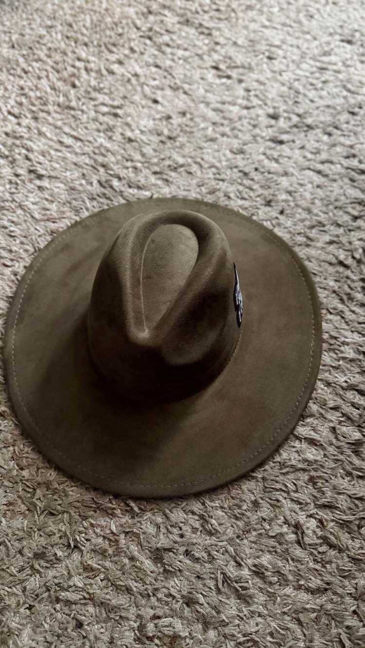 Two Roads Hat Co. Five Points Wide Brim Fedora Hat Green Suede